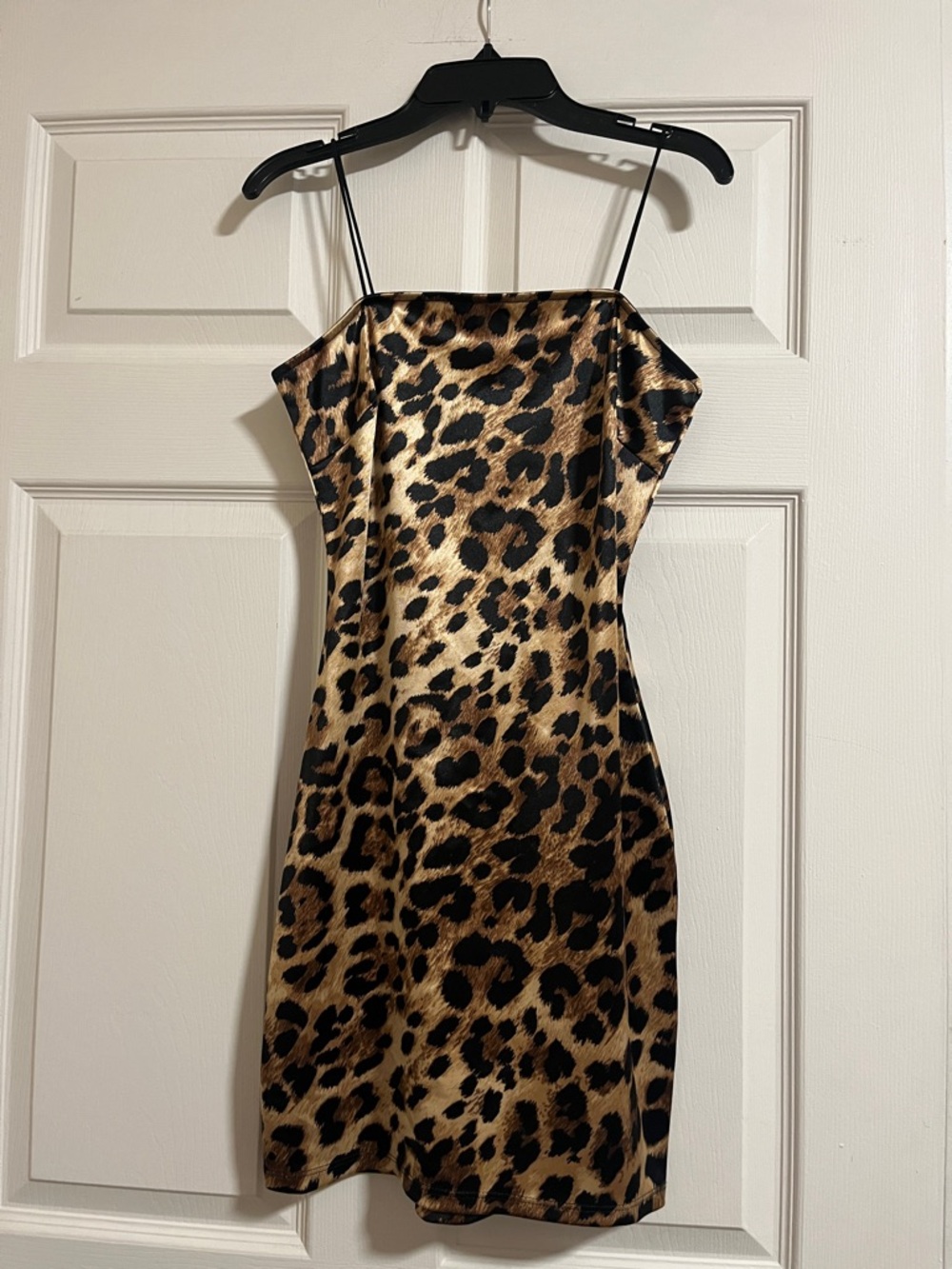 Bear Dance Leopard Satin Slip Dress - Gold/Black